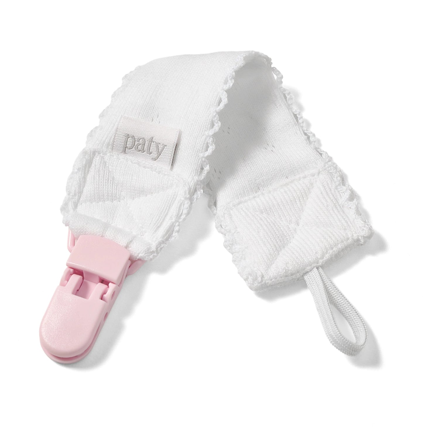 Pointelle Knit Pacifier Clip