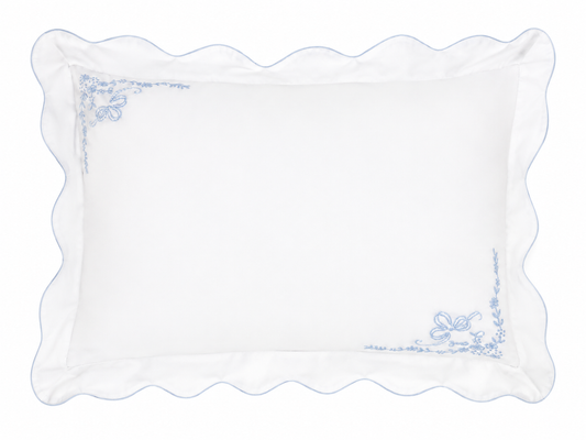 Embroidered Pillow -Blue Floral