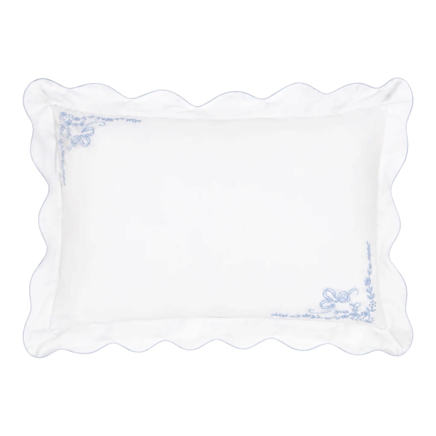 Embroidered Pillow -Blue Floral