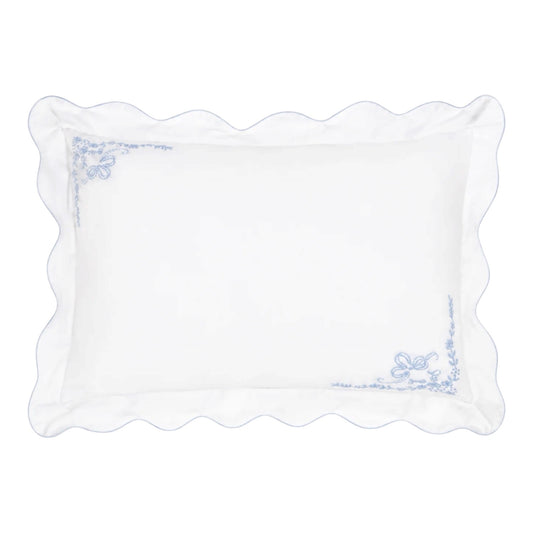 Embroidered Pillow -Blue Floral