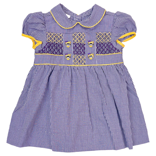 MS Smocked Bishop Dress - LSU