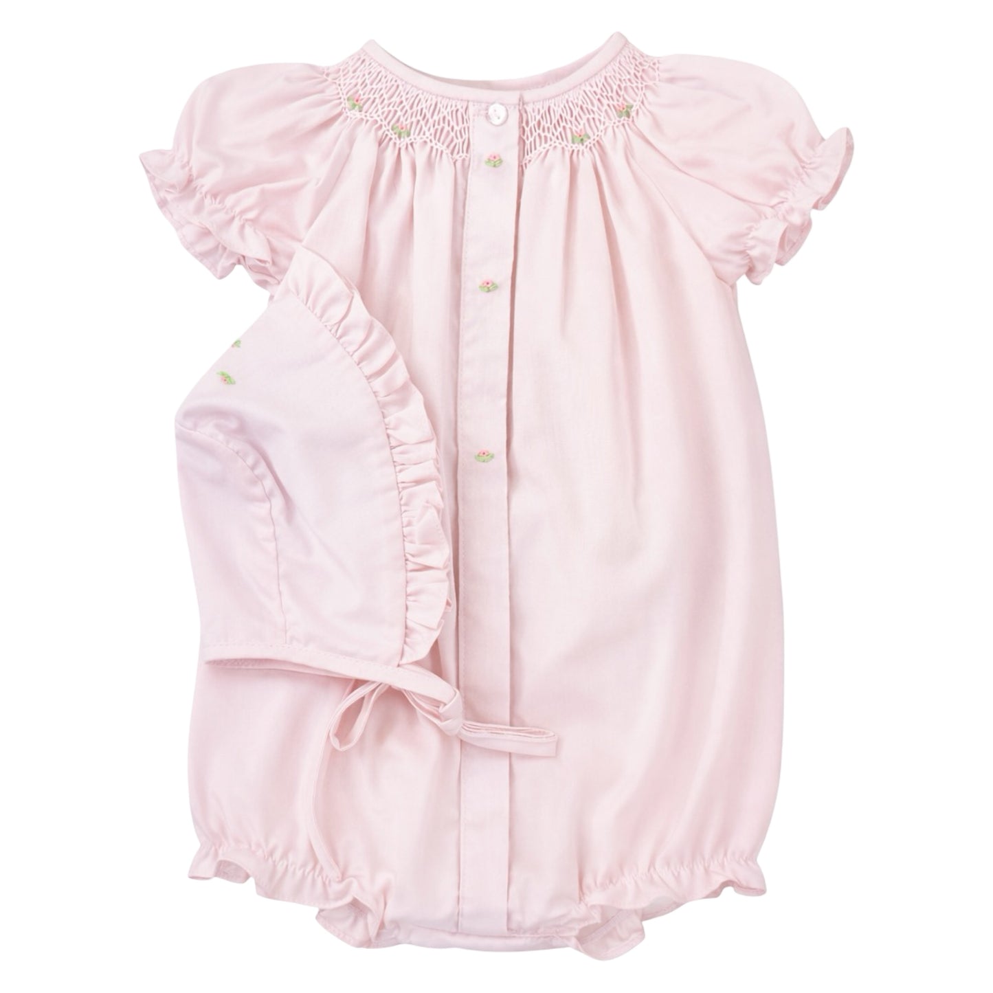 Bishop Smocked Bubble/Bonnet - Roses