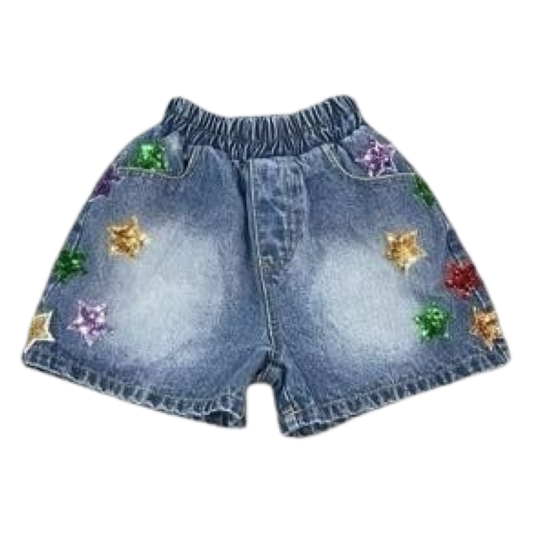 Denim Short - Mardi Gras Star