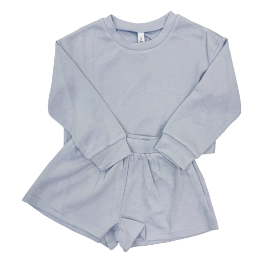 Soft Crop Top Short Set - Blue