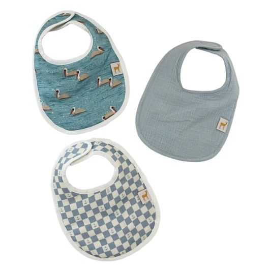 Velvet Fawn Bib Set - Blue Pelican