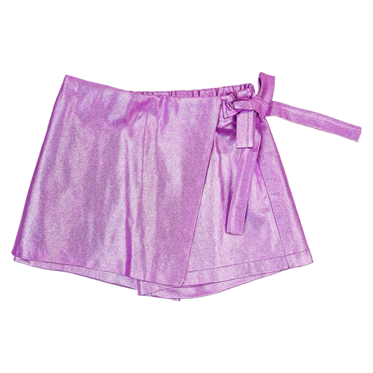 LO Tie Mini Skirt - Metallic Pink Lavender