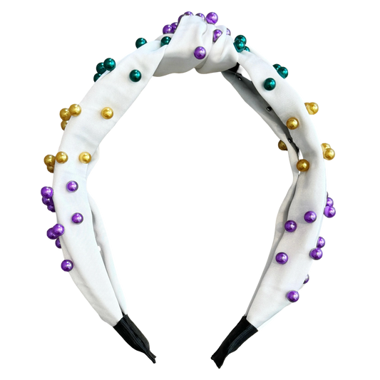 NV Mardi Gras Headband - White