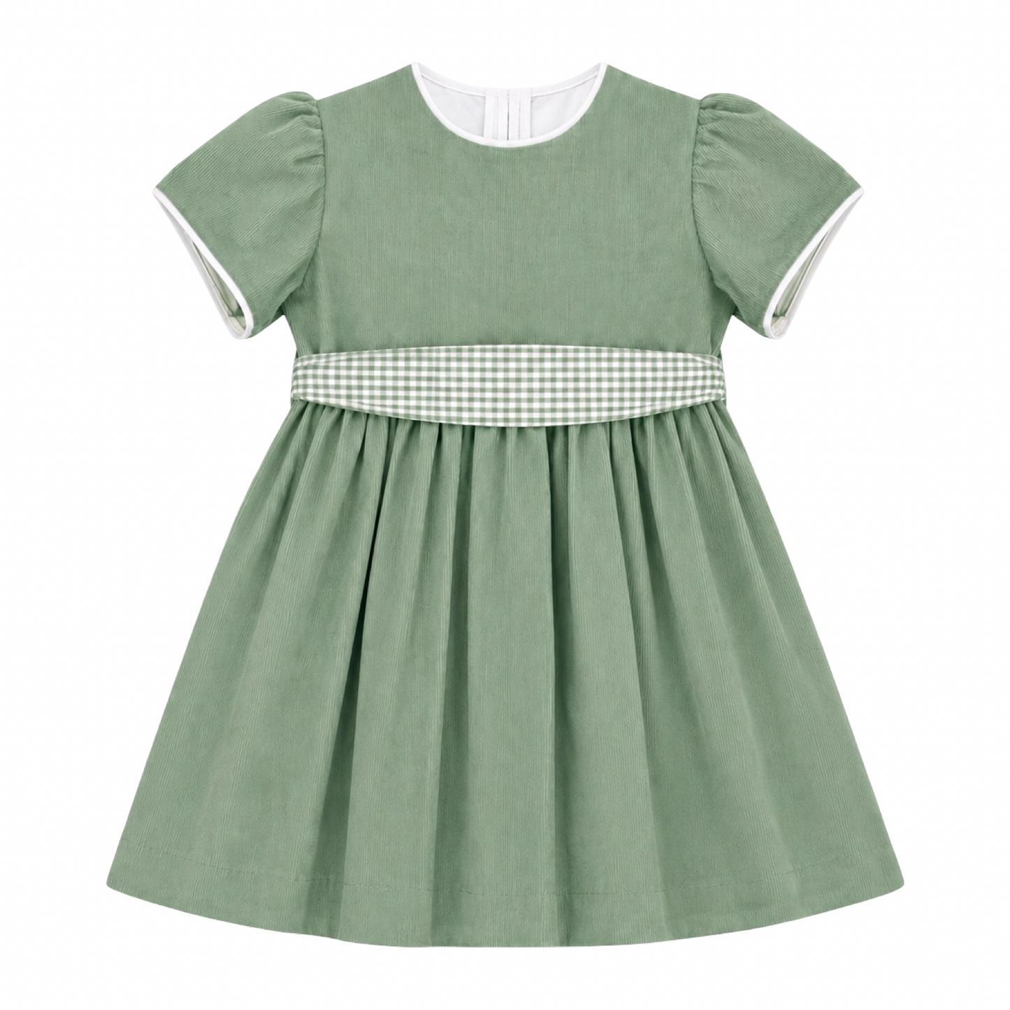 Corduroy Waistline Dress - Sage