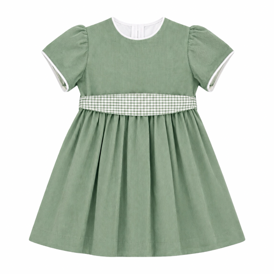 Corduroy Waistline Dress - Sage