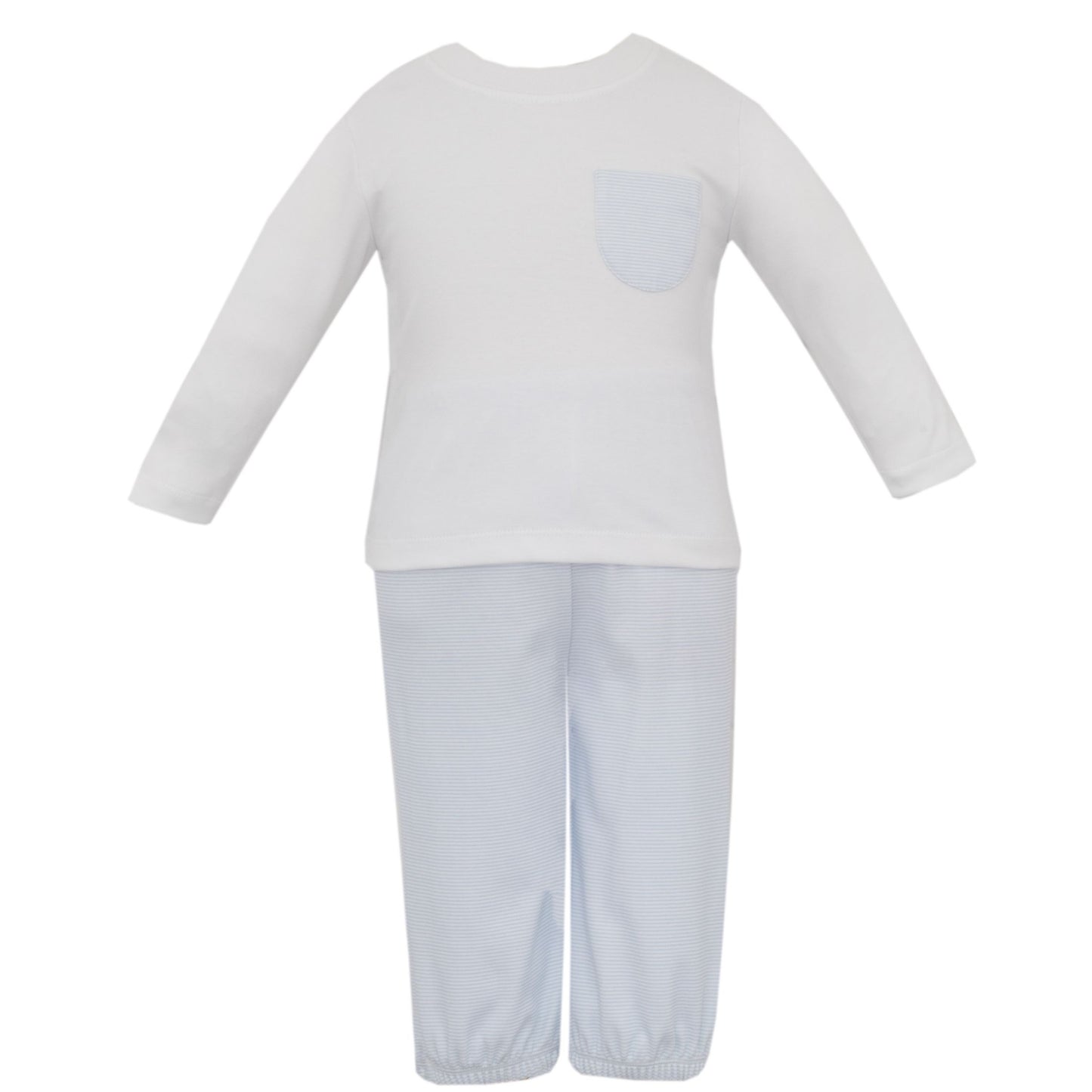 Knit Pant Set - Lt Blue/White