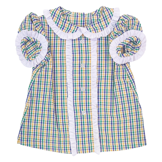 AK Shirley Dress - Mardi Gras Plaid