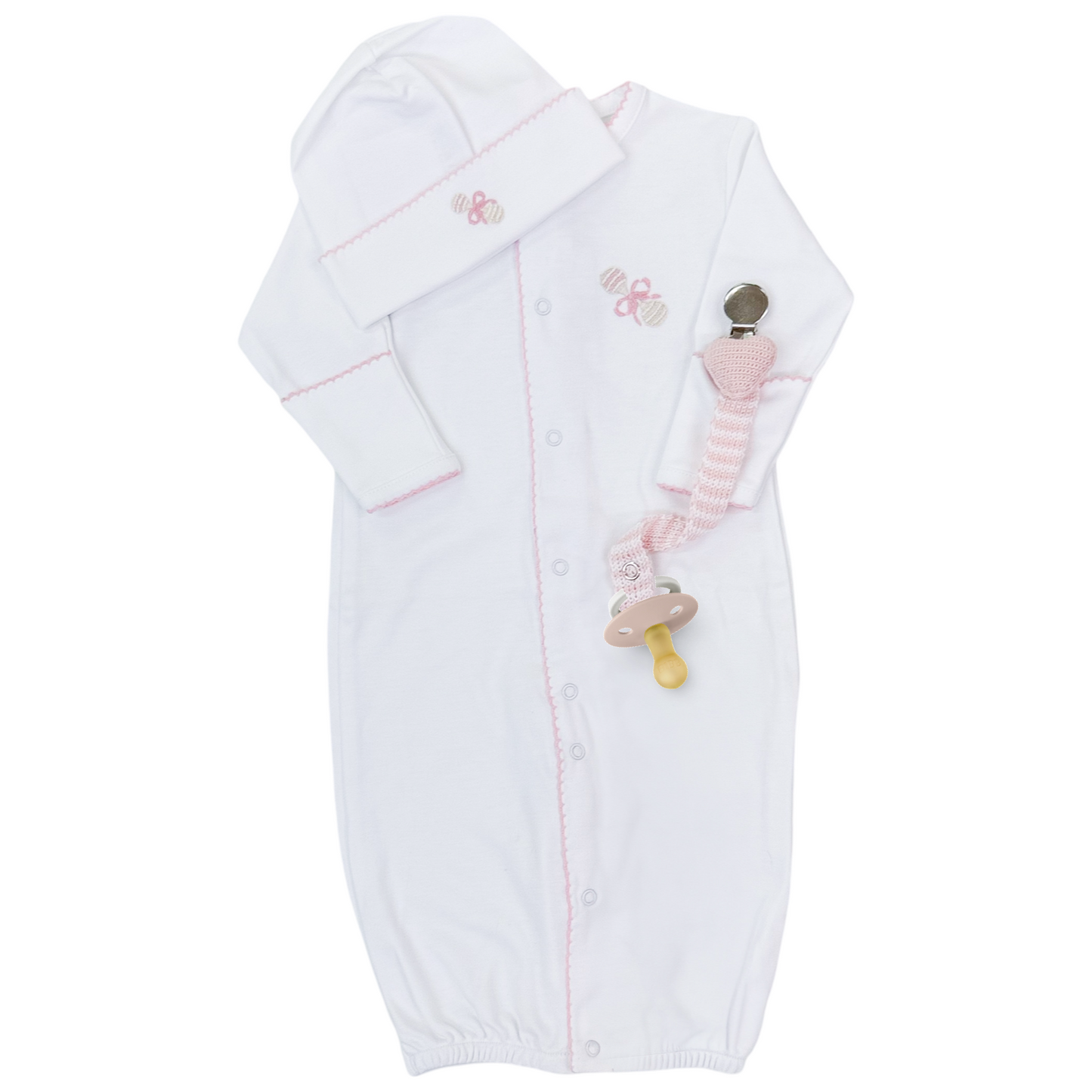 Pima Converter Gown - Pink Rattle