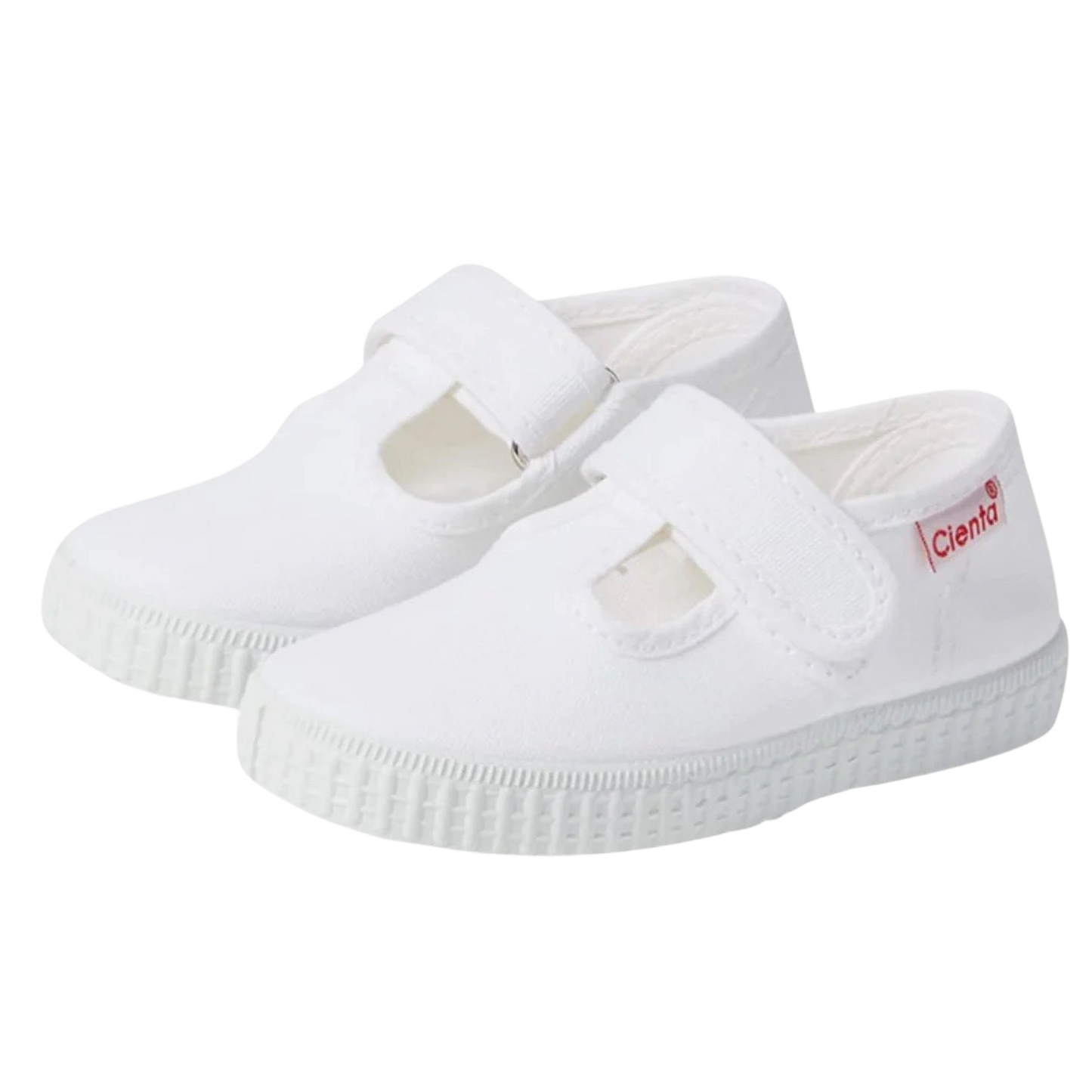 Cienta Velcro T-Strap - White