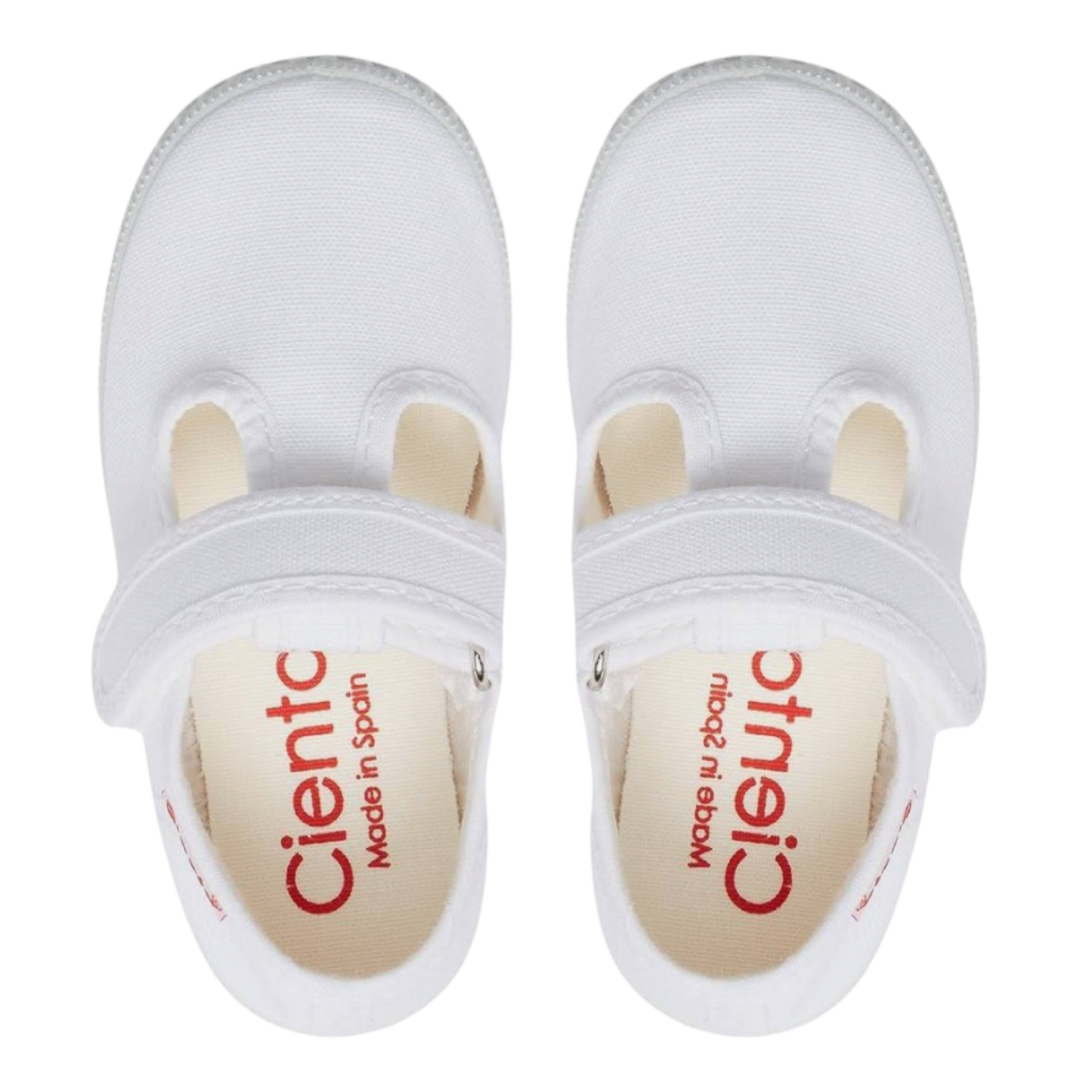 Cienta Velcro T-Strap - White