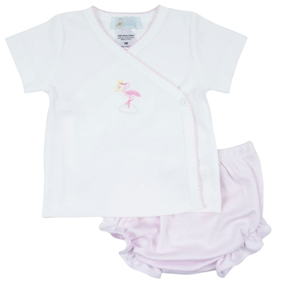 Embroidered Diaper Set - Just Delivered Pink
