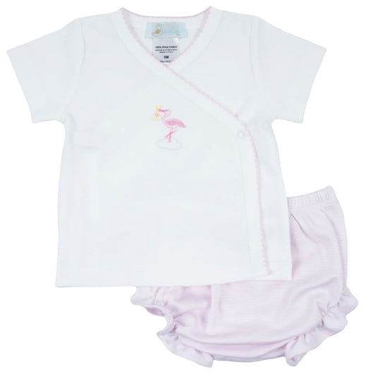 Embroidered Diaper Set - Just Delivered Pink