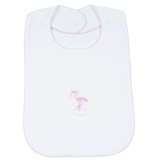 Embroidered Bib - Just Delivered Pink