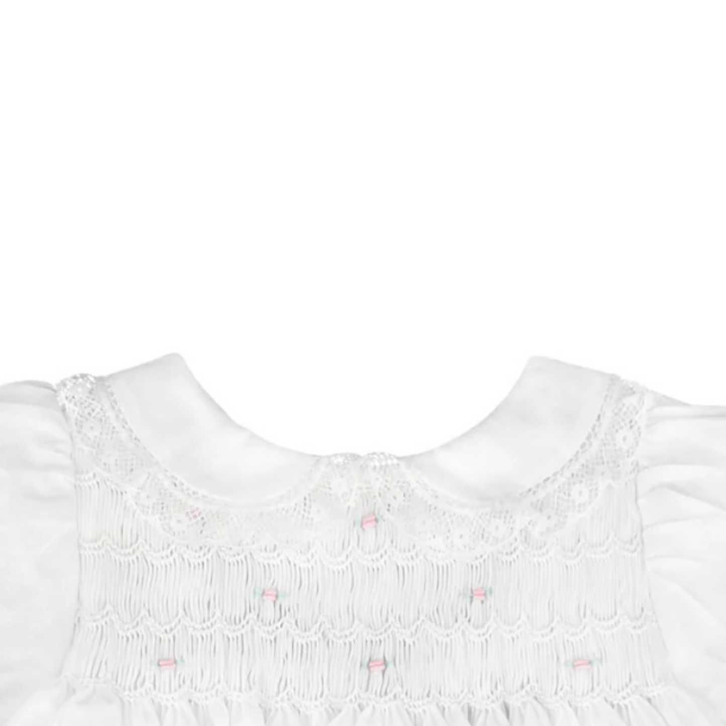 Smocked Dress Lace - White