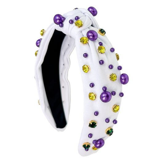 NV Mardi Gras Headband - Pearl/Rhinestone