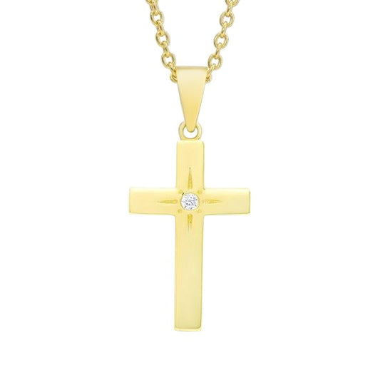 Necklace - Gold Cross CZ
