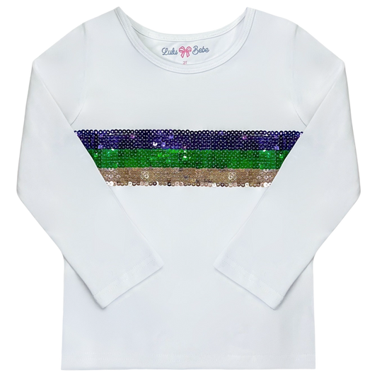 Sequin Top - Mardi Gras Stripe