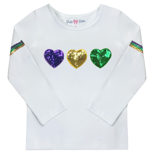 Sequin Top - Mardi Gras Heart