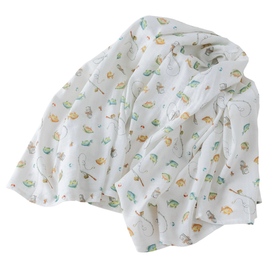 NT Muslin Swaddle - Gone Fishing