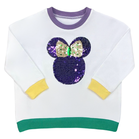 LB LS Tee - Sequin Mardi Gras Mouse