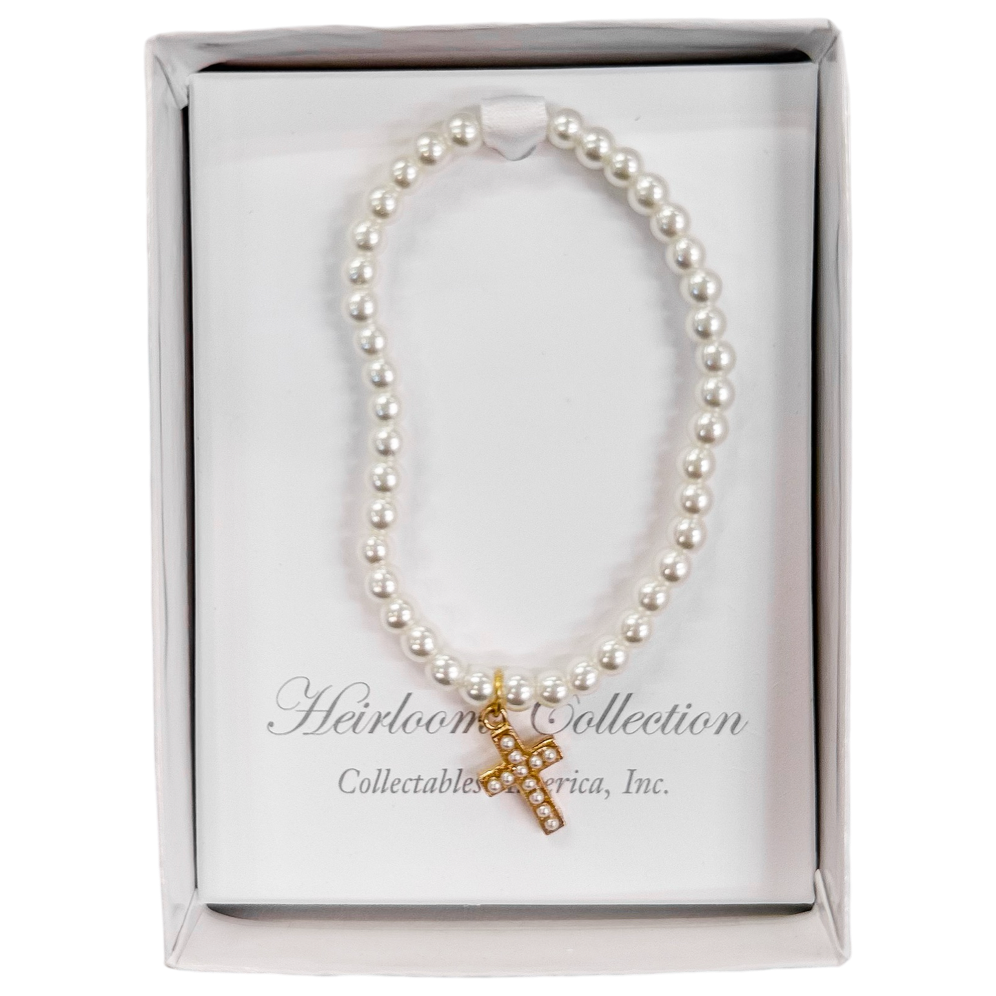 CA Classic Gold Cross Pearl Bracelet