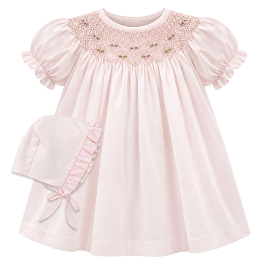 Iris Dress/Bonnet - Pink
