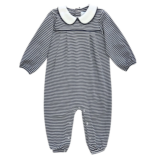 Peter Pan Romper - Navy Stripe