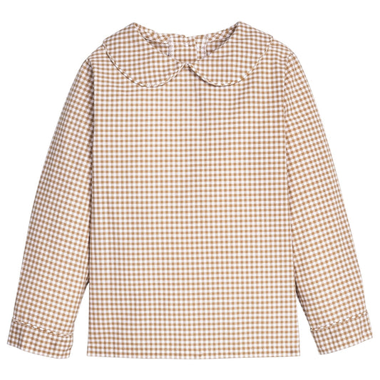 Peter Pan Shirt - Khaki Gingham