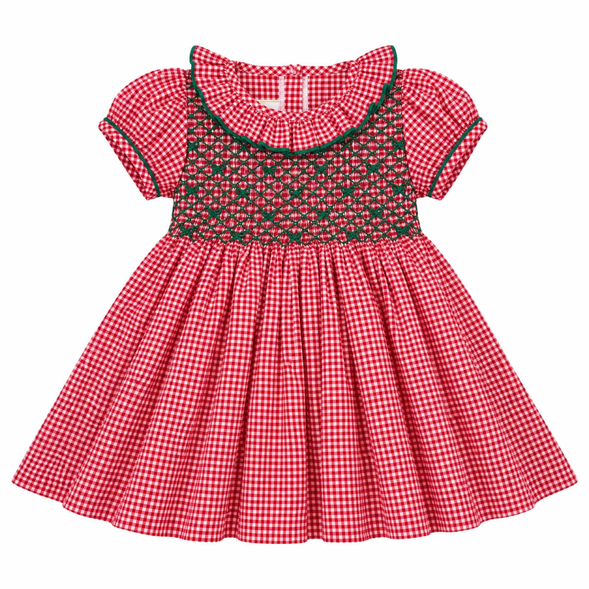 Smocked Dress - Red/Green