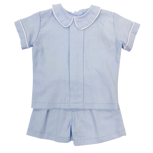 Linen Short Set - Blue