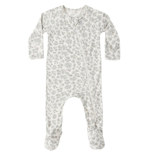 Bamboo Footie - Blue Floral