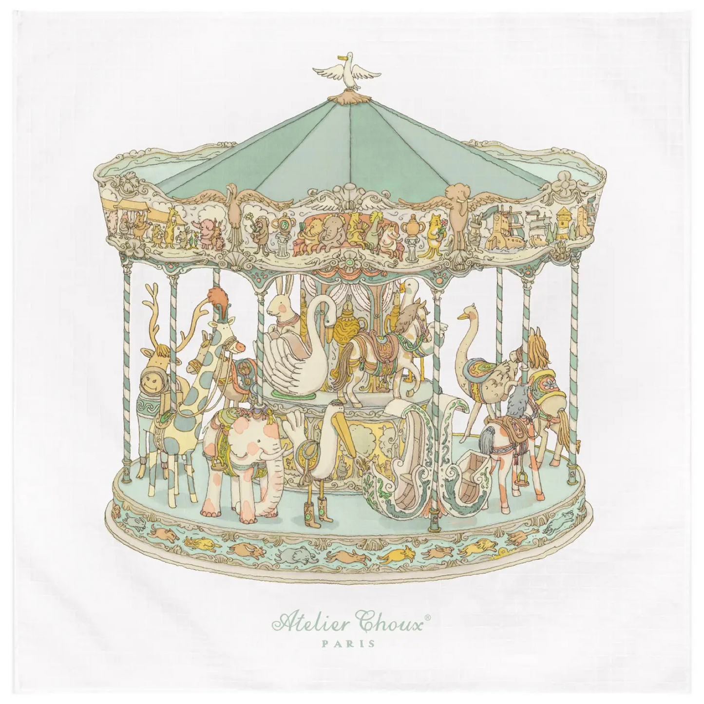 Atelier Choux Swaddle - Carousel Green