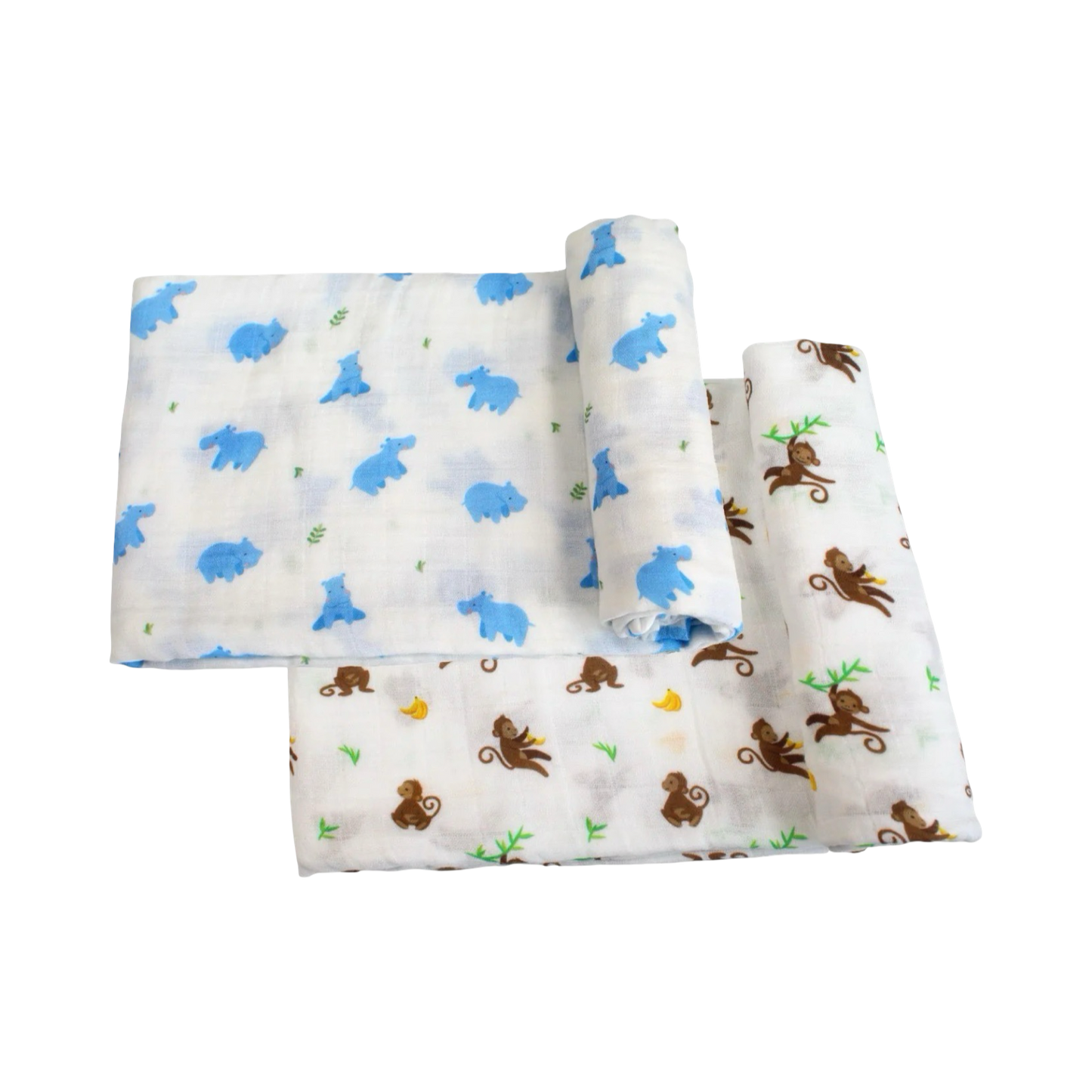 Swaddle Set - Hippo/Monkey