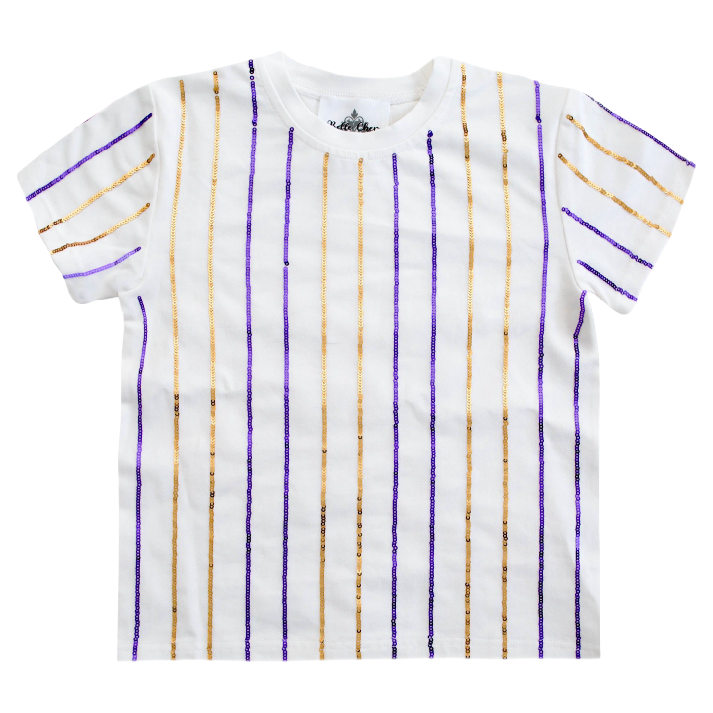 Belle Cher Sequin Top - Purple + Gold Stripe