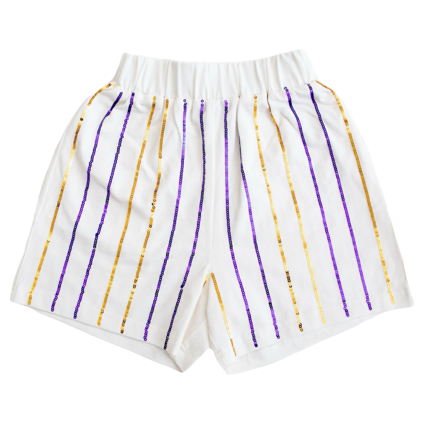 Belle Cher Sequin Short - Purple + Gold Stripe