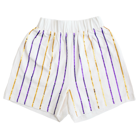 Belle Cher Sequin Short - Purple + Gold Stripe