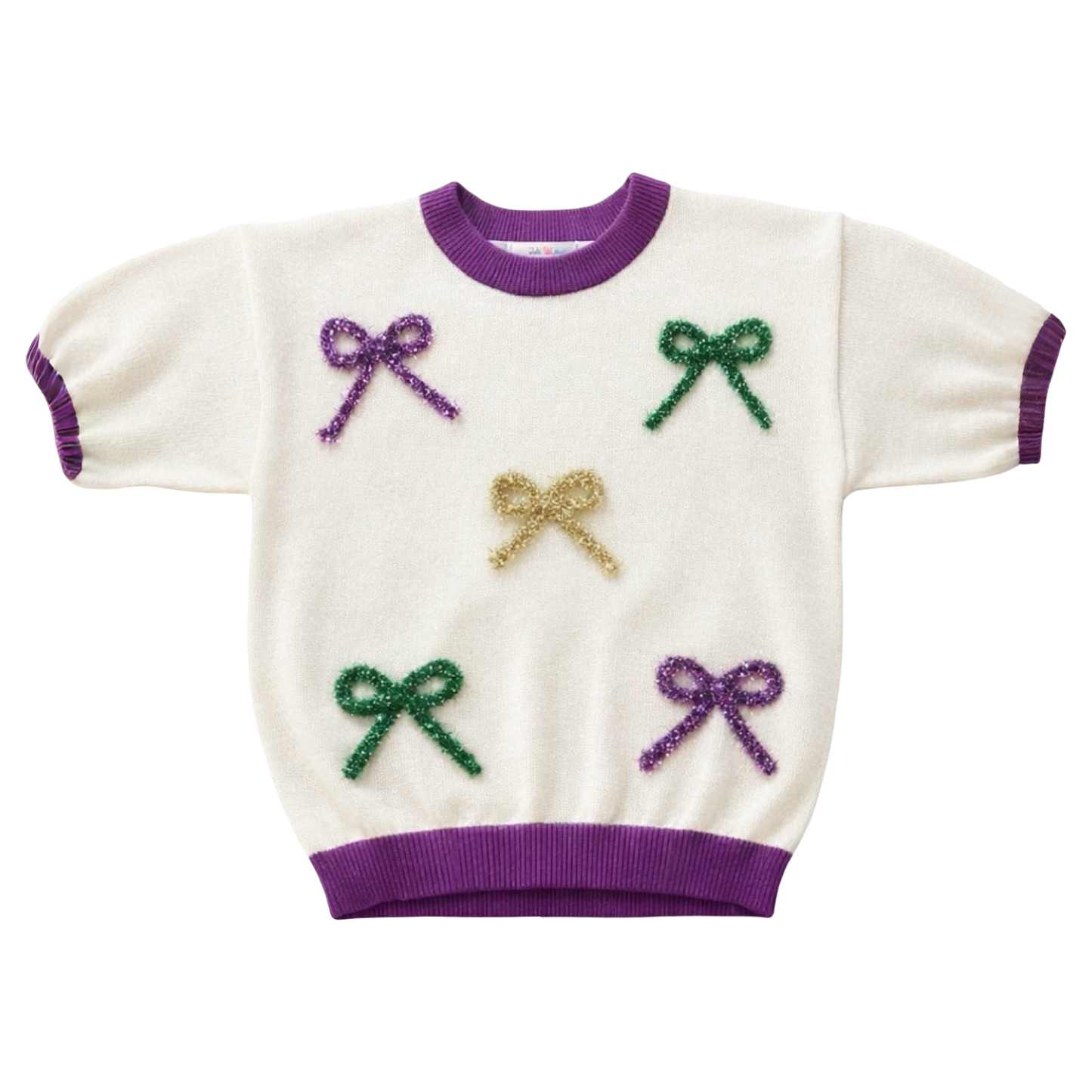 Sweater - Mardi Gras Bow