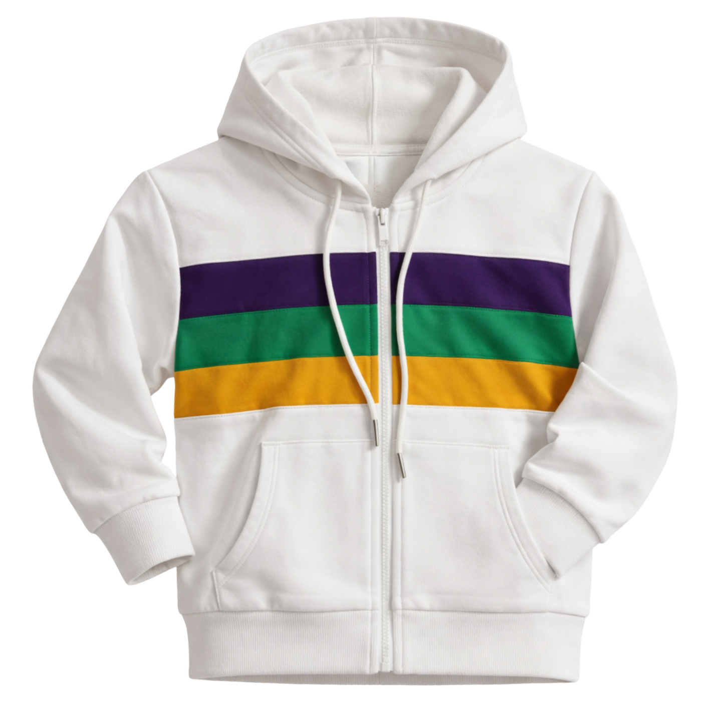 Hoodie Jacket - Mardi Gras White