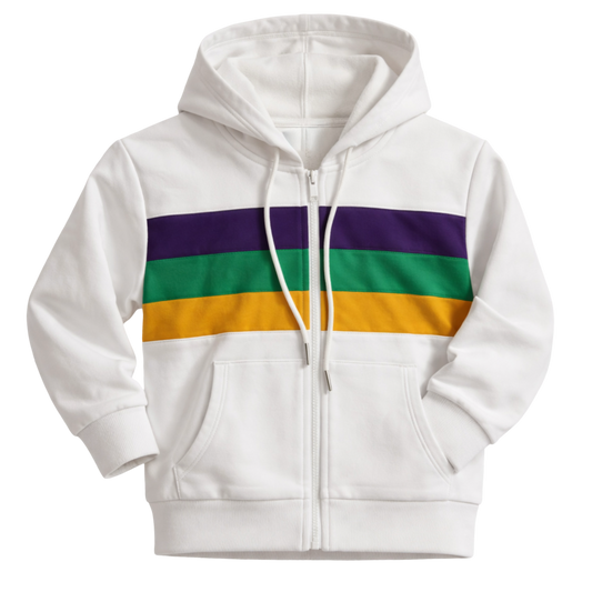 Hoodie Jacket - Mardi Gras White