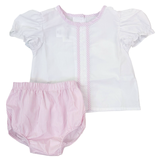 Ruby Bloomer Set - Pink/White Stripe