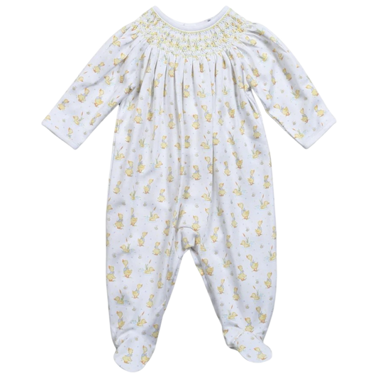 Loren Smocked Footie - Duck