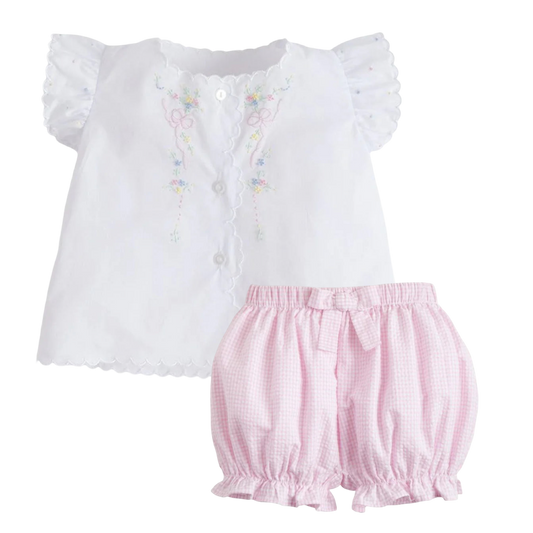 Embroidered Bloomer Set - Pink