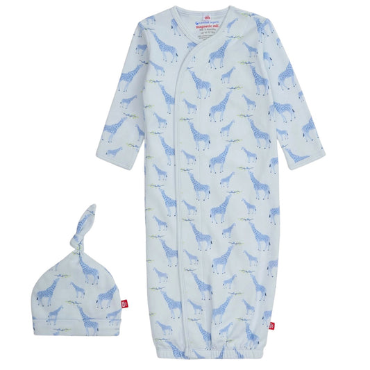 Magnetic Gown + Hat - Blue Giraffe