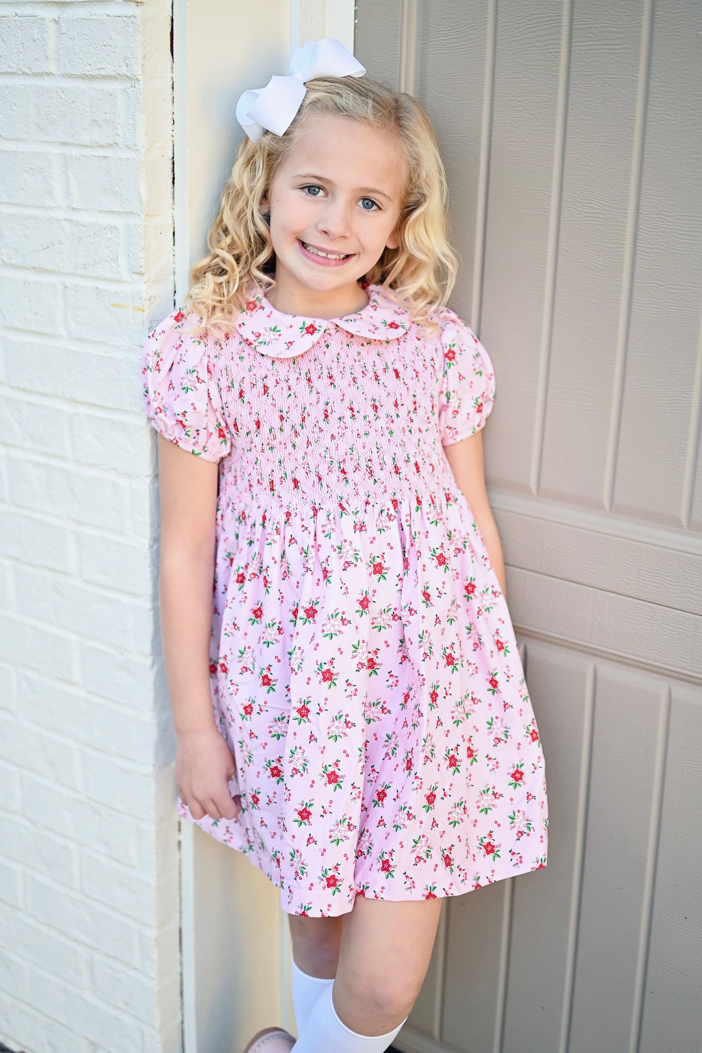 James & Lottie Everly Smocked Dress - Christmas Floral