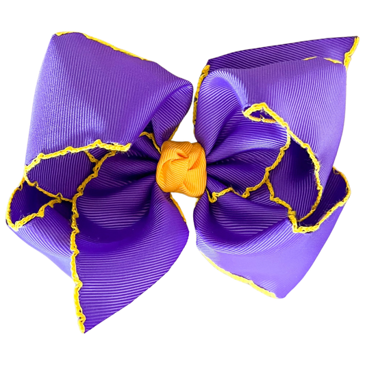 BC Crochet Trim Bow - Purple + Gold