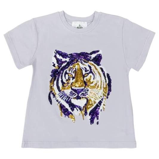 Sequin Top - Lavender Tiger
